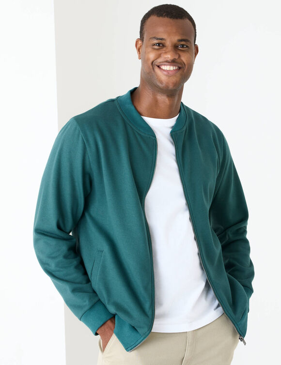 Sweat col bomber enti&egrave;rement zipp&eacute; uni (vert sapin)