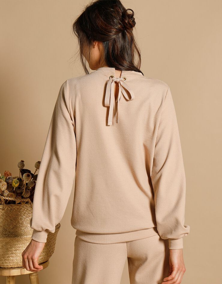 Sweat col rond maille côtelée (noisette) Sweat col rond maille côtelée (noisette)
