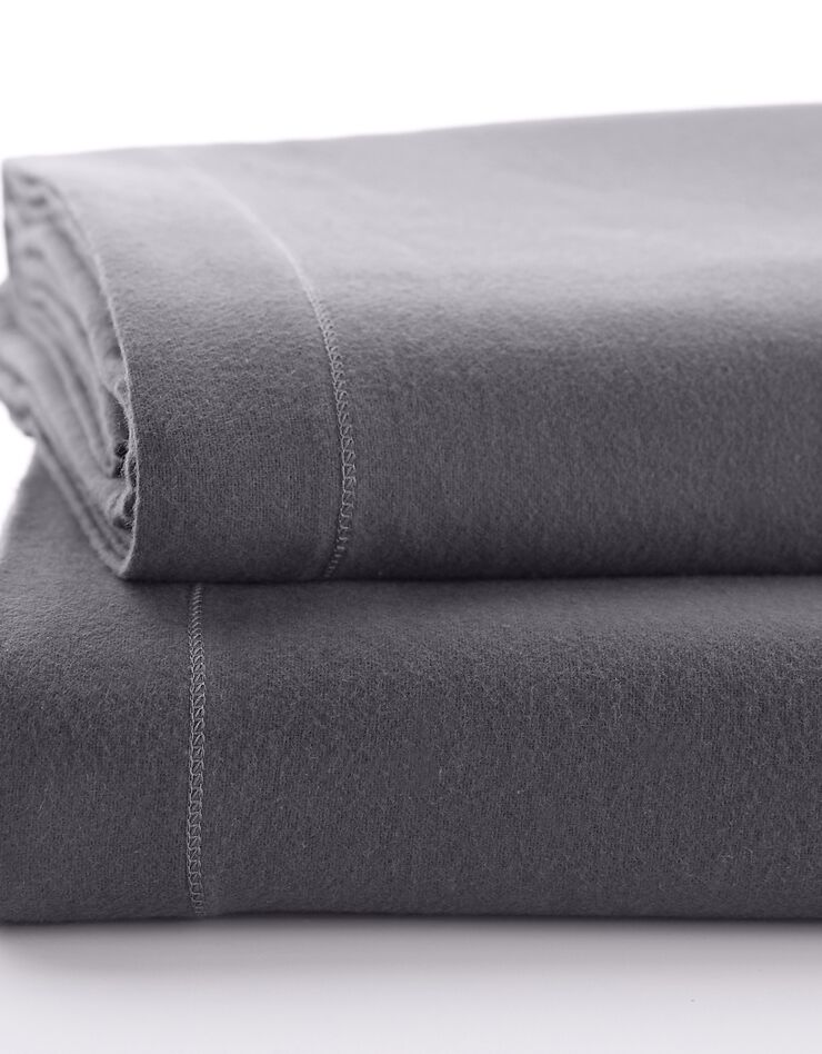Linge de lit uni flanelle  (anthracite)