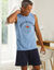 Débardeur pyjama imprimé placé coton  (bleu)