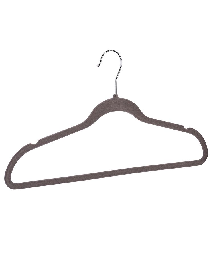 Lot de 5 cintres avec revêtement en velours floqué (gris) Lot de 5 cintres avec revêtement en velours floqué (gris)