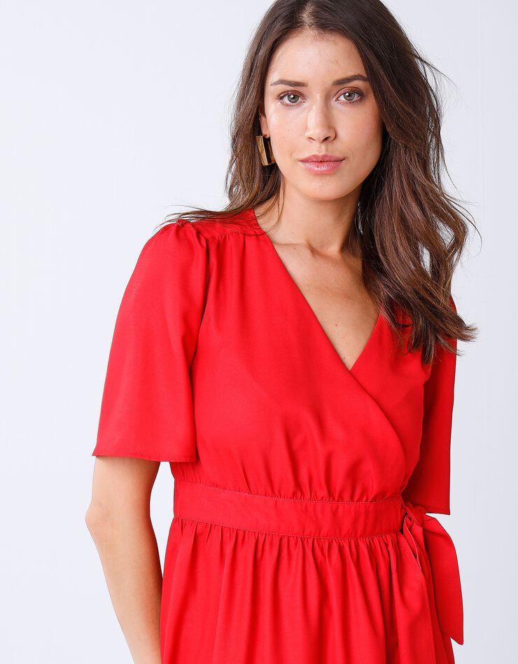 Robe cache-coeur unie portefeuille (rouge)