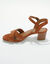 Sandales à talons en croûte de cuir certifié LWG(**) (caramel)