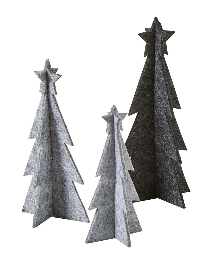 Lot de 3 sapins en feutrine (gris) Lot de 3 sapins en feutrine (gris)