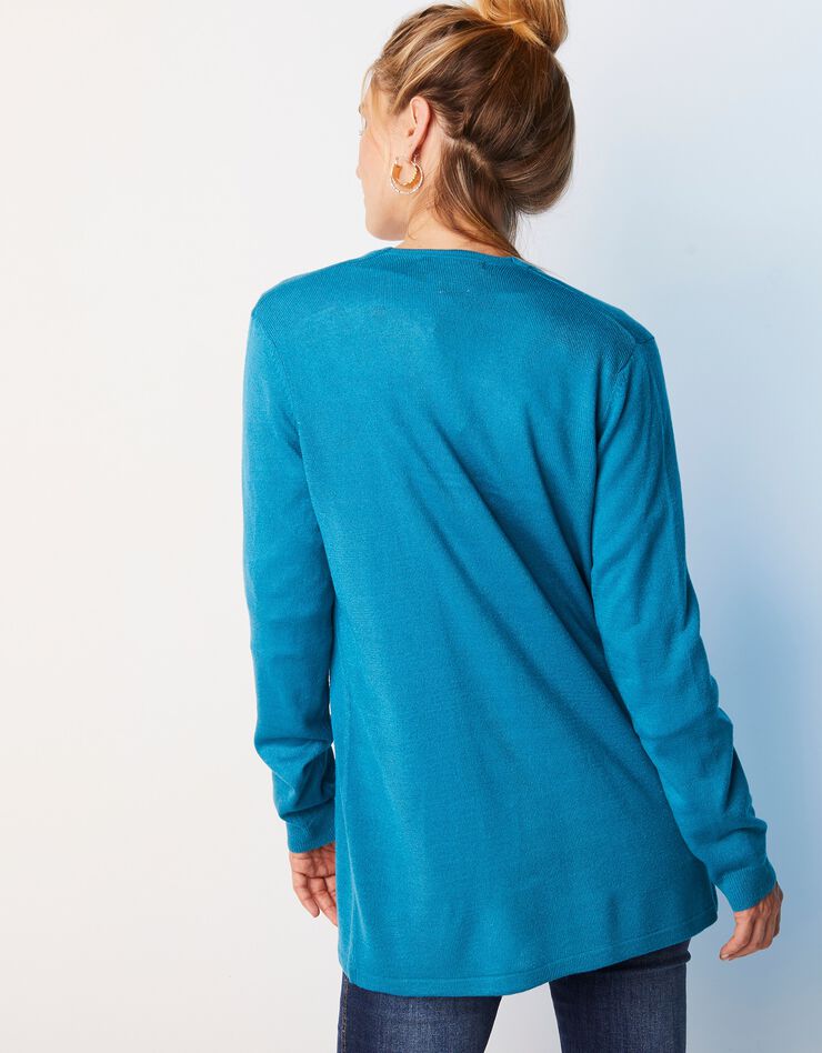 Gilet porter ouvert toucher cachemire (bleu prusse) Gilet porter ouvert toucher cachemire (bleu prusse)