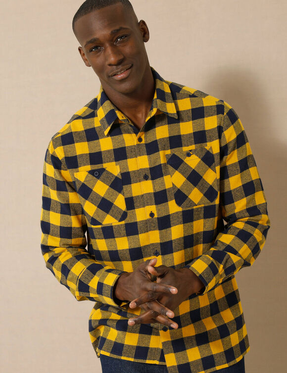 Chemise carreaux écossais flanelle (jaune / marine)