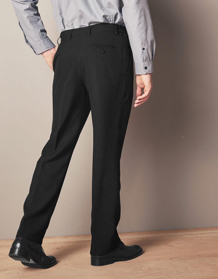 Pantalon taille élastiquée à pinces - polyester (noir)