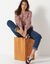 Blouse imprimée en coton ,col fendu (bois de rose / écru)
