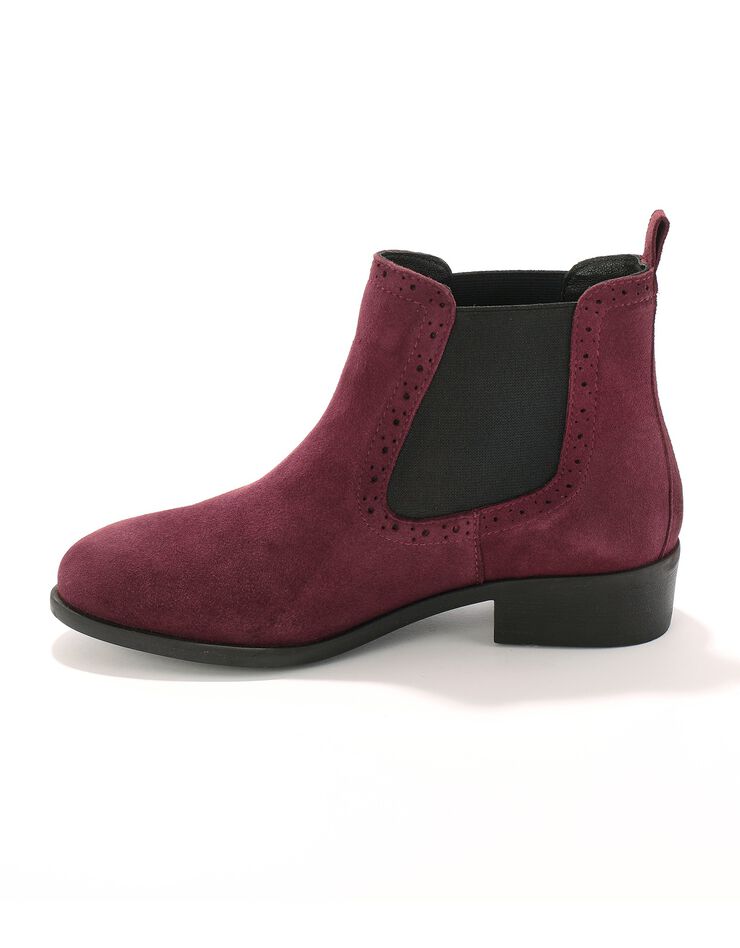 Boots élastiquées perforées Chelsea en croûte de cuir (prune) Boots élastiquées perforées Chelsea en croûte de cuir (prune)