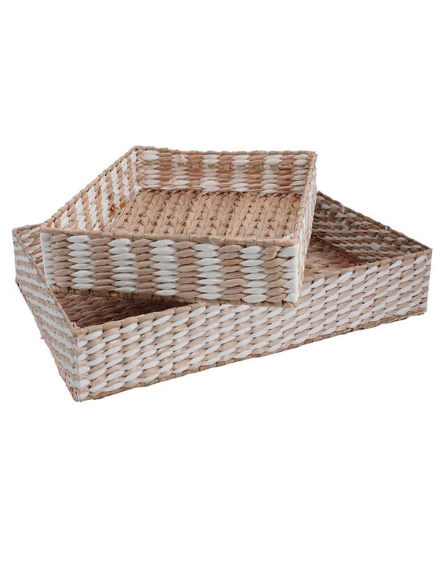 Plateaux rectangulaires en fibres naturelles - lot de 2 (naturel)