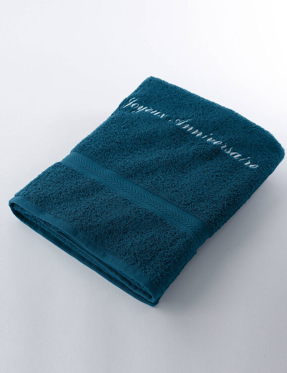 Collection serviettes de bain personnalisables confort moelleux (bleu paon)
