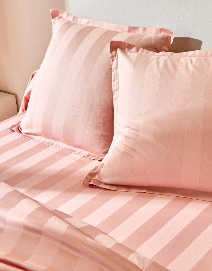 Linge de lit satin rayé (rose blush)