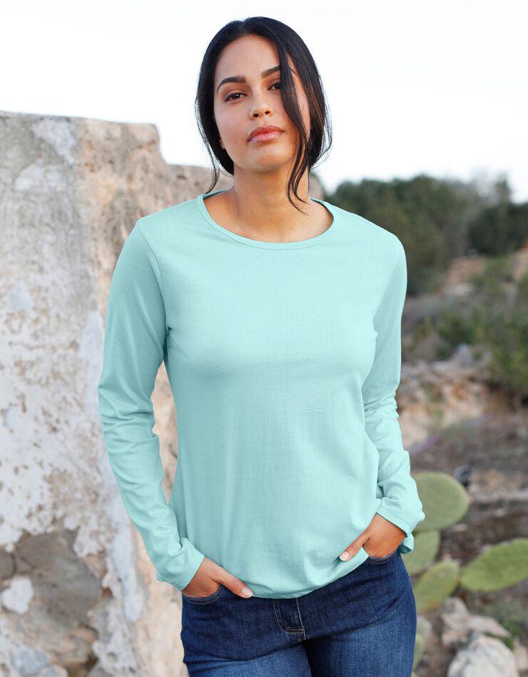 Tee-shirt uni, manches longues (aqua) Tee-shirt uni, manches longues (aqua)
