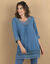 Tunique macramé manches 3/4, crépon (bleu grisé)