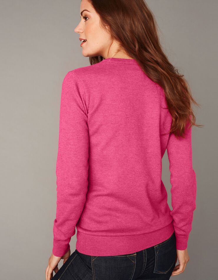 Pull col rond, laine d'agneau (FRAMBOISE CHINE) Pull col rond, laine d'agneau (FRAMBOISE CHINE)