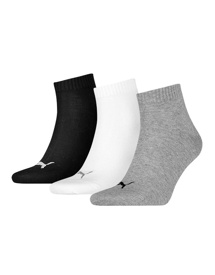 Chaussettes Quarter - lot de 3 paires gris, blanc, noir (gris + blanc + noir)
