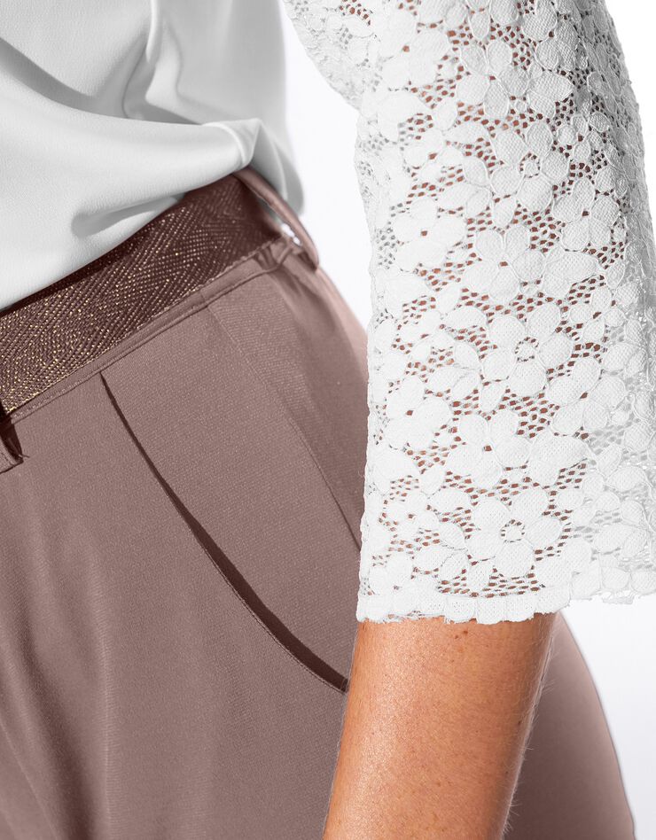 Pantalon coupe droite uni, maille (taupe) Pantalon coupe droite uni, maille (taupe)