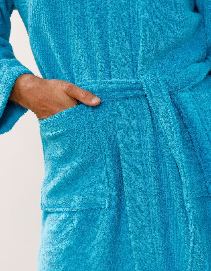 Peignoir mixte adulte col kimono éponge bouclette  (turquoise)