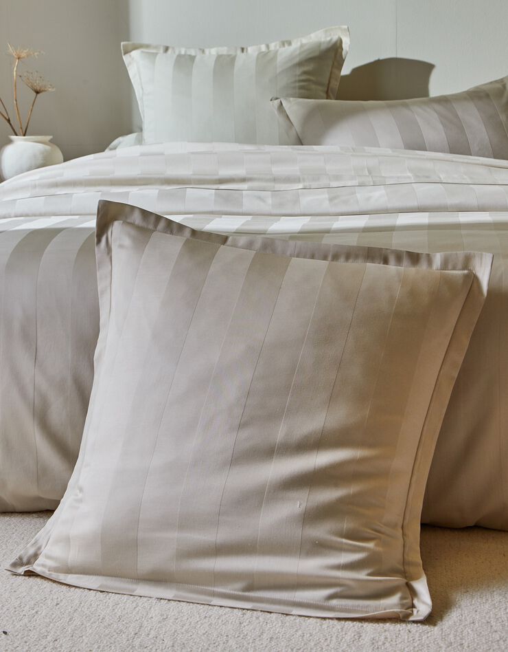 Linge de lit satin rayé (beige clair)
