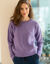 Pull col rond en maille fantaisie (parme)