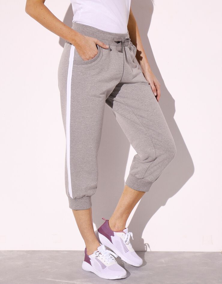 Pantacourt jogging bicolore (gris chiné / blanc) Pantacourt jogging bicolore (gris chiné / blanc)