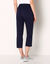 Pantacourt toile stretch, effet ventre plat (marine)