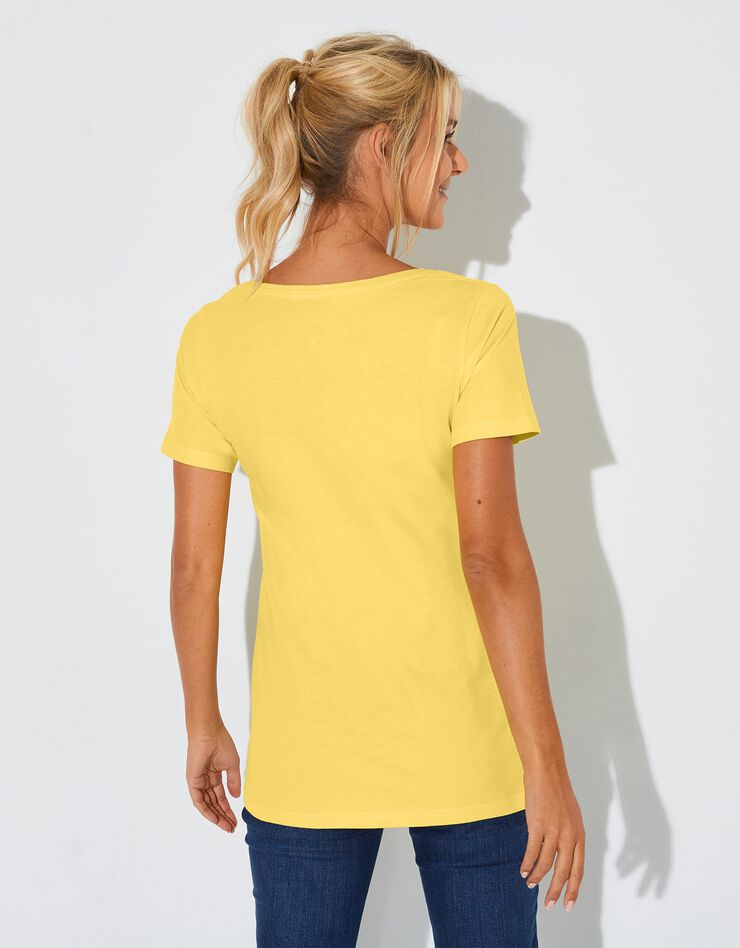 Tee-shirt uni col rond en coton bio(1), éco-responsable (jaune) Tee-shirt uni col rond en coton bio(1), éco-responsable (jaune)