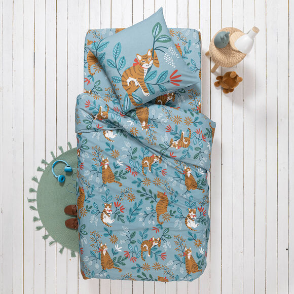 Linge de lit enfant imprimé Châtaigne - coton  (céladon)