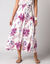 Jupe longue &eacute;vas&eacute;e imprim&eacute; floral, taille smock&eacute;e (&eacute;cru / rose)