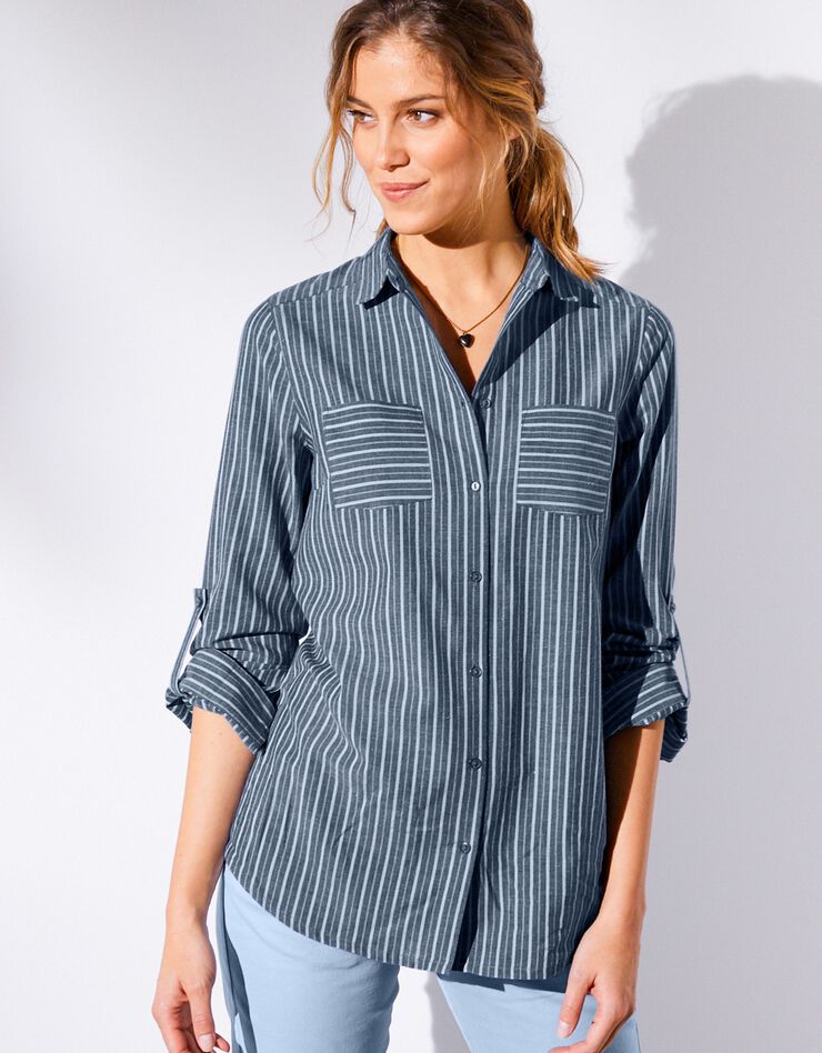 Chemise jean rayée manches longues (stone) Chemise jean rayée manches longues (stone)