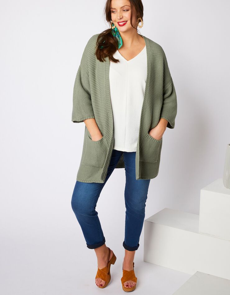 Gilet coupe loose manches 3/4 - kaki (kaki) Gilet coupe loose manches 3/4 - kaki (kaki)