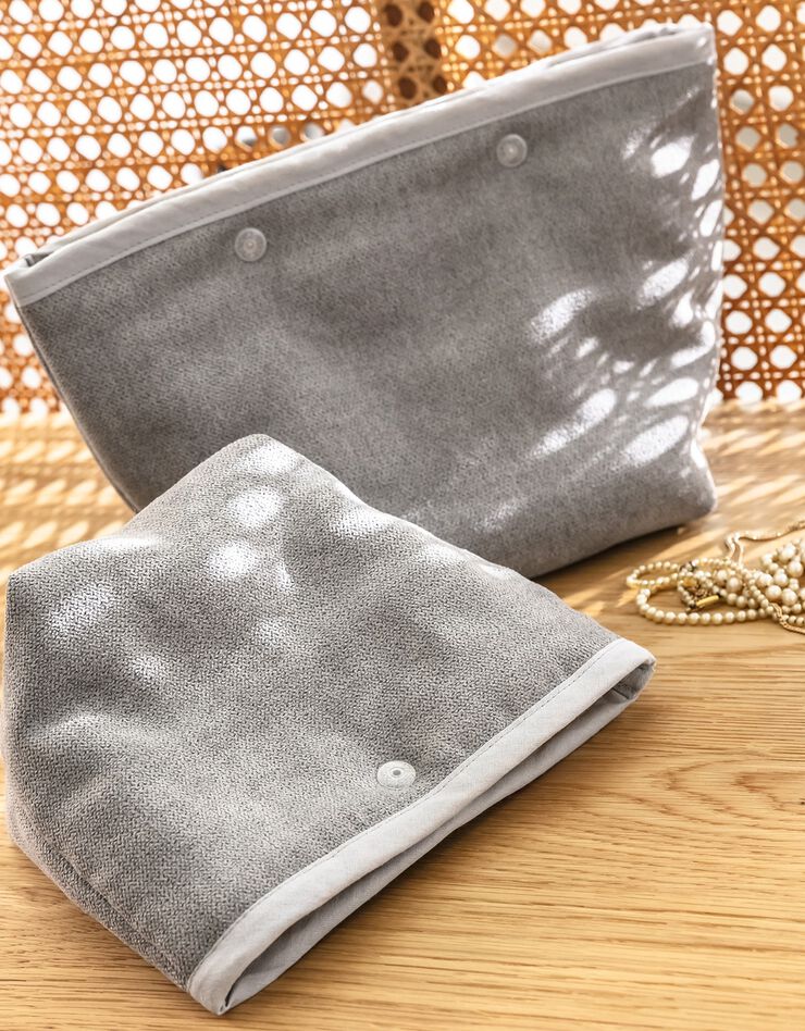 Trousse de rangement matelassée gris/miel, lot de 2 - collection upcycling (gris/jaune) Trousse de rangement matelassée gris/miel, lot de 2 - collection upcycling (gris/jaune)