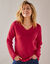 Pull col V, maille anglaise toucher doux (framboise)