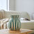 Vase en céramique, à rayures  (vert / blanc)