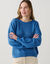 Pull col rond finitions &eacute;cailles (bleu denim)