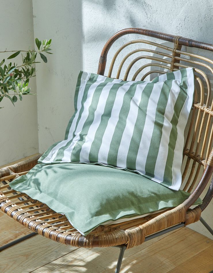 Housse de coussin rayée, collection Ninole - lot de 2 (kaki / blanc)