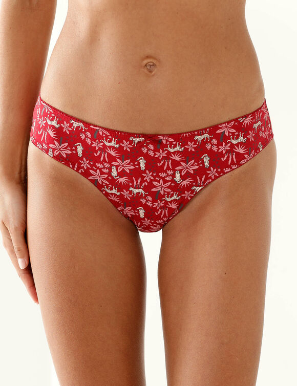 Culotte midi coton imprim&eacute; " panth&egrave;re" - lot de 4 (rouge)