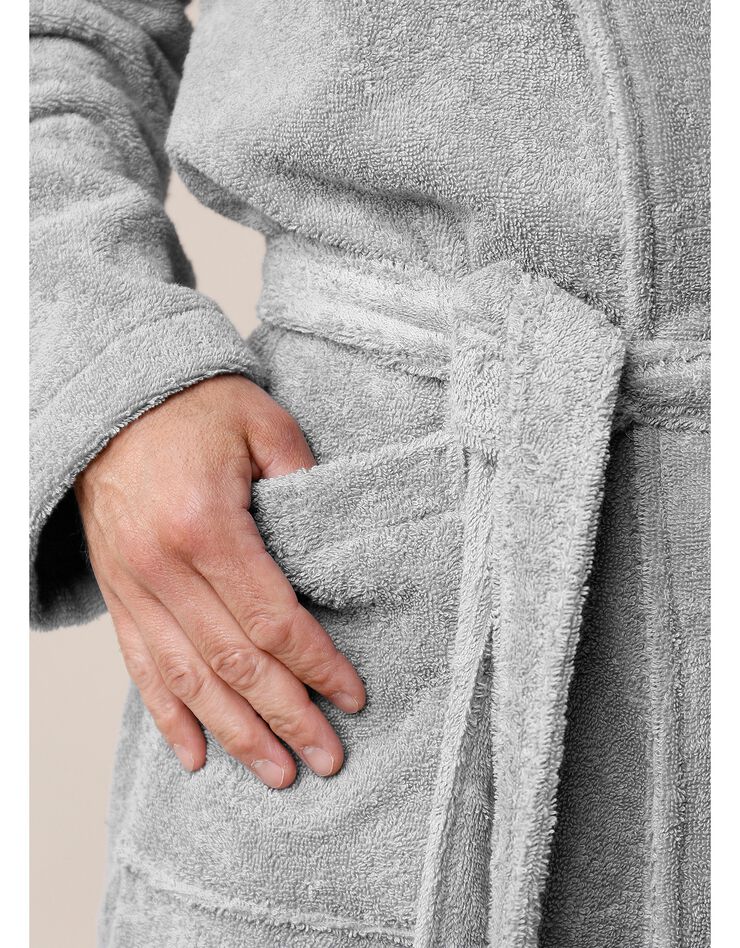 Peignoir mixte adulte éponge bouclette col châle personnalisable (gris) Peignoir mixte adulte éponge bouclette col châle personnalisable (gris)