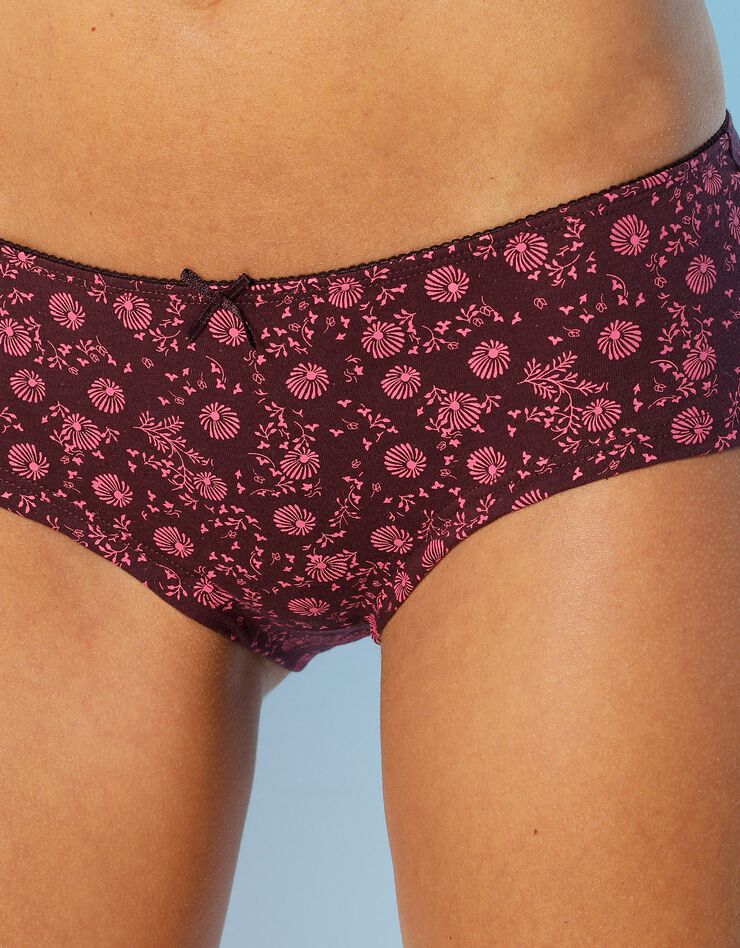 Shorty imprimé «flocons» en coton – Lot de 4 assortis (prune / fuchsia) Shorty imprimé «flocons» en coton – Lot de 4 assortis (prune / fuchsia)