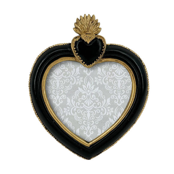 Cadre-photo ex-voto forme cœur, polyrésine (doré)
