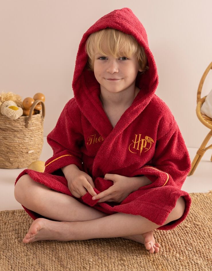 Peignoir enfant à capuche Harry Potter® personnalisable éponge coton - 380g/m2 (bordeaux)
