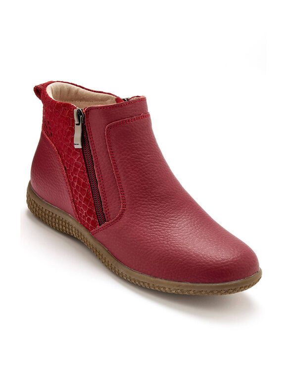 Boots double fermeture zippée, semelle confort amovible (bordeaux)