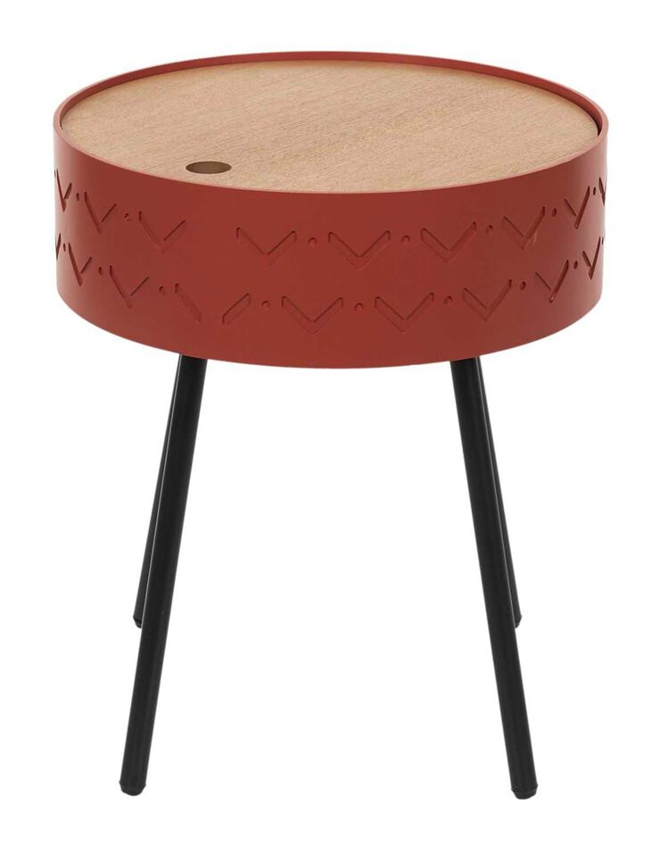 Table d’appoint-coffre déco - pieds métal (rouge)
