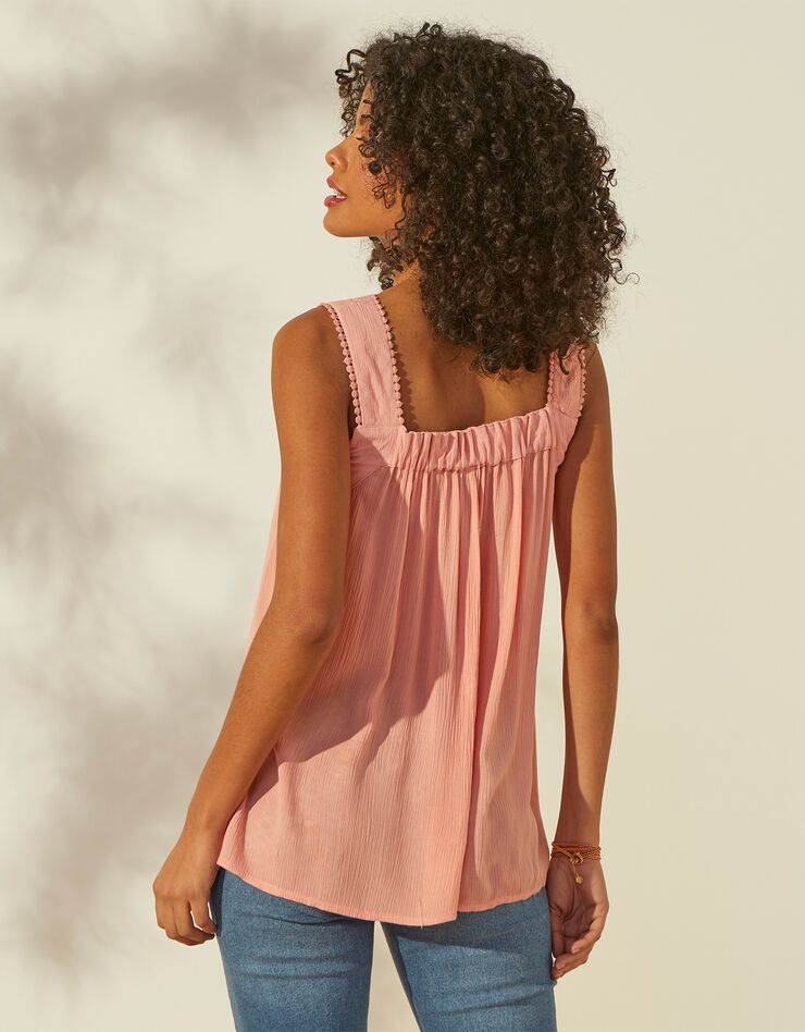 Top col carré, finition croquet (rose grisé) Top col carré, finition croquet (rose grisé)