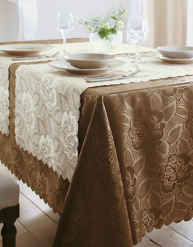 Nappe jacquard damassé (taupe)