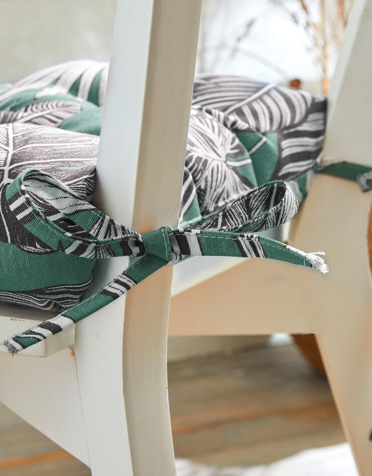 Galette de chaise imprimé tropical - lot de 2 (vert)