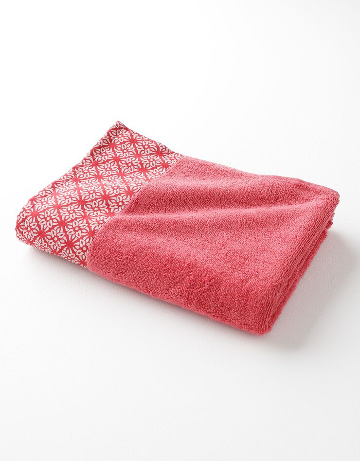 Éponge bouclette 420 g/m² liteau imprimé rosace (framboise)