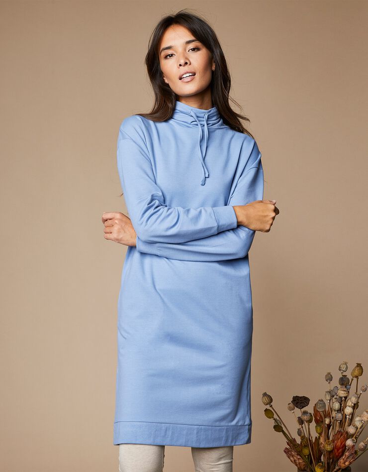Robe molleton léger col montant (bleu grisé) Robe molleton léger col montant (bleu grisé)
