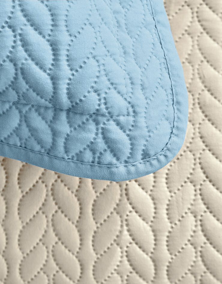 Couvre-lit matelassé microfibre motif géométrique (beige)