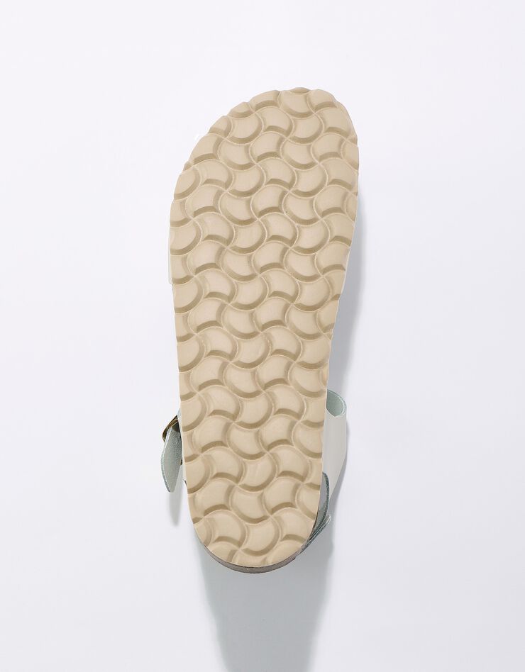 Sandales compensées en cuir à boucles réglables semelle liège - uni (beige)